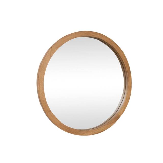 Melody Maison Round Dark Wood Frame Mirror - 55cm in Brown - image 1