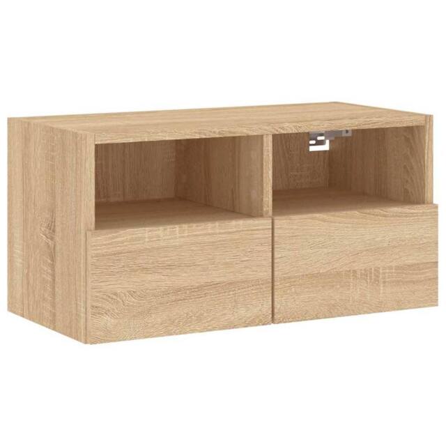 Berkfield Home TV Wall Cabinet Sonoma Oak 60x30x30 cm Engineered Wood in Light Brown - Size: 60 x 30 x 30 cm - image 1