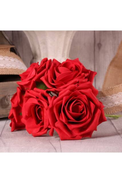 KDMD Bunch of 5 Red Foam Open Tea Rose 2 Pack - image 1