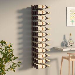 Berkfield Home Wall Mounted Wine Rack for 36 Bottles Gold Iron - thumbnail 2