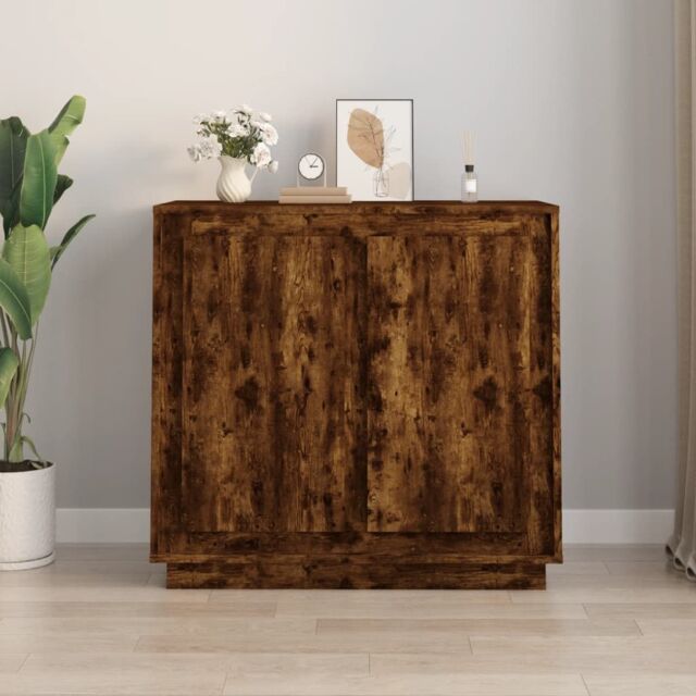 Berkfield Home Sideboard Smoked Oak 80x34x75 cm Engineered Wood in Brown - Size: 80 x 34 x 75 cm - image 1
