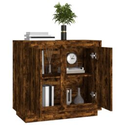 Berkfield Home Sideboard Smoked Oak 80x34x75 cm Engineered Wood in Brown - Size: 80 x 34 x 75 cm - thumbnail 4