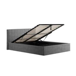 Wyld Haus Dublin Silver 5ft King Ottoman Bed with Ribbed Velvet Headboard - thumbnail 4