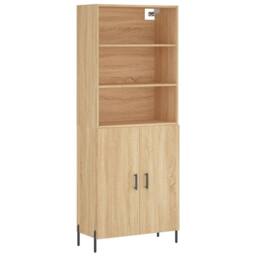 Berkfield Home Highboard Sonoma Oak 69.5x34x180 cm Engineered Wood in Light Brown - thumbnail 1