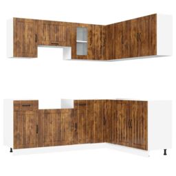 Berkfield Home 11 Piece Kitchen Cabinet Set Kalmar Smoked Oak Engineered Wood in Brown - thumbnail 2