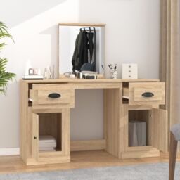 Berkfield Home Dressing Table with Mirror Sonoma Oak 130x50x132.5 cm in Brown - thumbnail 3