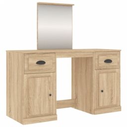 Berkfield Home Dressing Table with Mirror Sonoma Oak 130x50x132.5 cm in Brown - thumbnail 2