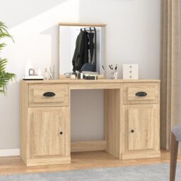 Berkfield Home Dressing Table with Mirror Sonoma Oak 130x50x132.5 cm in Brown