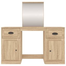 Berkfield Home Dressing Table with Mirror Sonoma Oak 130x50x132.5 cm in Brown - thumbnail 6