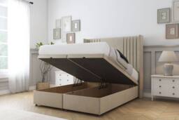 "Comfort Beds Elise Coniston Ottoman Bed Base-54"" Wingback Headboard in Cream - Size: King" - thumbnail 2