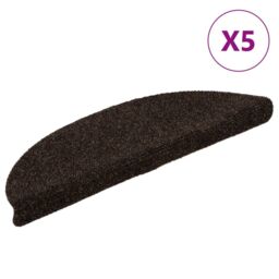 Berkfield Home Self-adhesive Stair Mats 5 pcs Brown 56x17x3 cm Needle Punch - Size: Medium - thumbnail 2