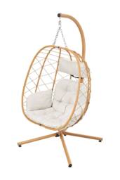 Living and Home Egg-Shaped Hanging Chair with Soft Cushion & Headrest in Yellow - thumbnail 3