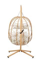 Living and Home Egg-Shaped Hanging Chair with Soft Cushion & Headrest in Yellow - thumbnail 4