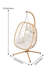 Living and Home Egg-Shaped Hanging Chair with Soft Cushion & Headrest in Yellow - thumbnail 2