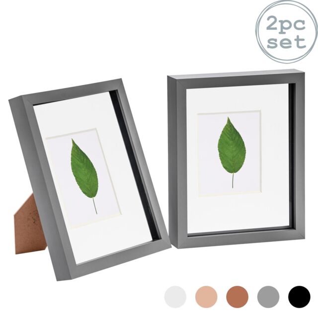 "Nicola Spring 3D Box Photo Frames - 8 x 10"" with 4 x 6"" Mount - Grey Mount - Pack of 2" - image 1