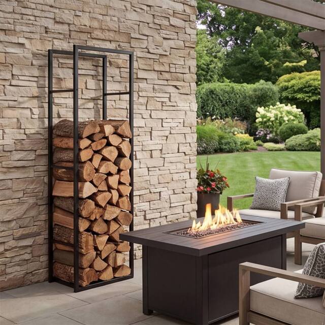 Levede Log Stores Outdoor Wood Storage Basket Iron Firewood Rack, Black - image 1