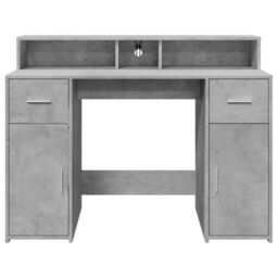 Berkfield Home Desk with LED Lights Concrete Grey 120x55x91 cm Engineered Wood - Size: 120 x 55 x 91 cm - thumbnail 6
