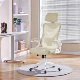 KORVIXA Mesh Office Chair with 90 Flip-up in Beige - Size: 100 cm x 100 cm - thumbnail 3