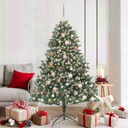 Berkfield Home Artificial Christmas Tree with Stand Green 126 x 126 x 180 cm - thumbnail 1