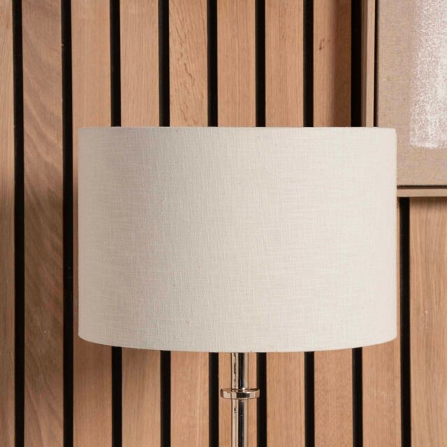 Ruma Cream Self Lined Linen Drum Shade for Floor Lamps in Beige - Size: 12 inches - image 1