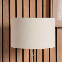 Ruma Cream Self Lined Linen Drum Shade for Floor Lamps in Beige - Size: 12 inches - thumbnail 1