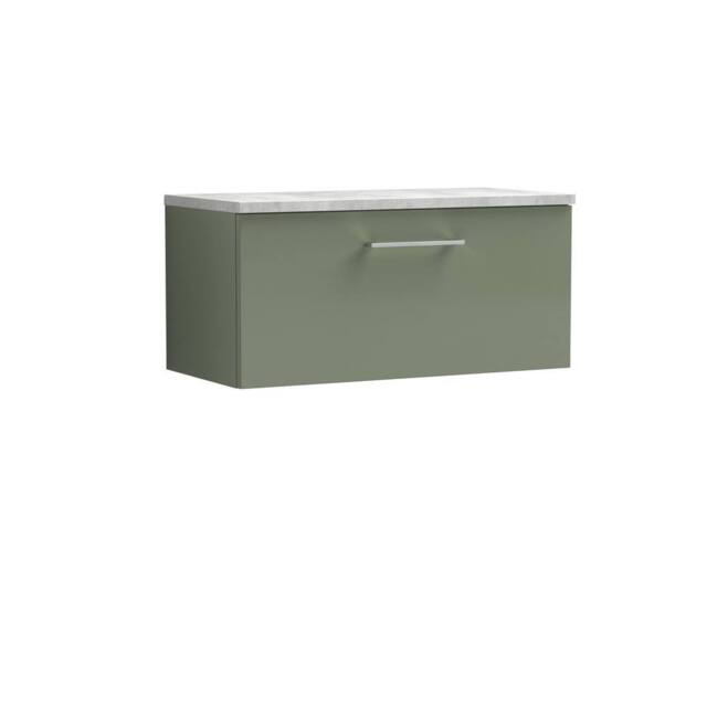 Balterley Level 800mm Wall Hung Vanity Unit with Laminate Worktop - Satin Green - image 1