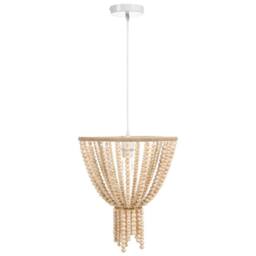 Wyld and Coco Rubberwood Bead Chandelier Boho Pendant Light Brown - thumbnail 4
