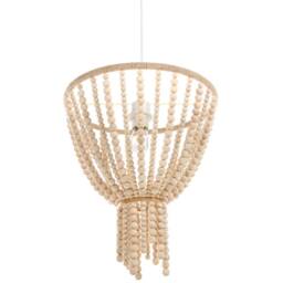 Wyld and Coco Rubberwood Bead Chandelier Boho Pendant Light Brown - thumbnail 6