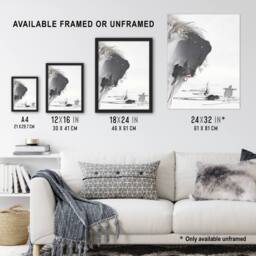 "Artery8 Two Turtles 1890 Ink Painting Retro Japan Wall Art Print Tsukioka in Grey - Size: W24"" x H32""" - thumbnail 3