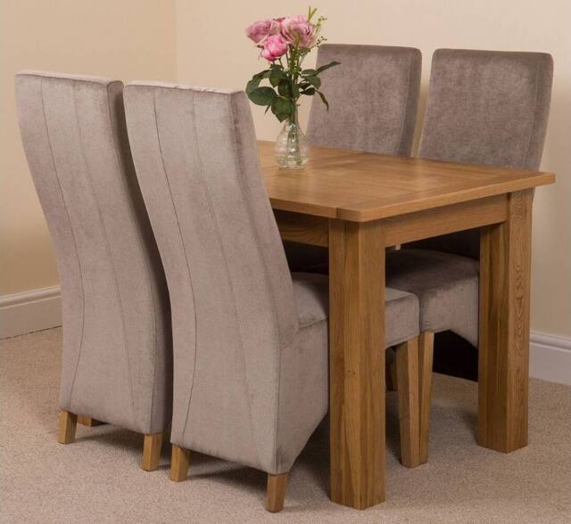 Thats Furniture Hampton 120-160cm Oak Extending Dining Table & 4 Lola Fabric Chairs in Grey - image 1