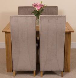 Thats Furniture Hampton 120-160cm Oak Extending Dining Table & 4 Lola Fabric Chairs in Grey - thumbnail 2