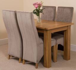 Thats Furniture Hampton 120-160cm Oak Extending Dining Table & 4 Lola Fabric Chairs in Grey - thumbnail 1