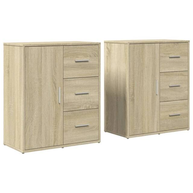Berkfield Home Sideboards 2 pcs Sonoma Oak 60x31x70 cm Engineered Wood in Light Tan - Size: 60 x 31 x 70 cm - image 1