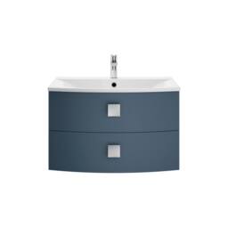 Balterley Gentleshaw Contemporary 2 Drawer Wall Hung Vanity Basin Unit, 700mm in Blue