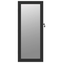 Berkfield Home Mirror Jewellery Cabinet with LED Lights Wall Mounted Black - thumbnail 4
