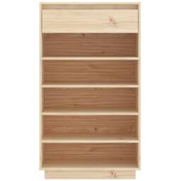 Berkfield Home Shoe Cabinet 60x34x105 cm Solid Wood Pine in Brown - Size: 60 x 34 x 105 cm - thumbnail 5