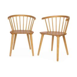 sweeek Pair of chairs in walnut wood & plywood in Beige - thumbnail 2