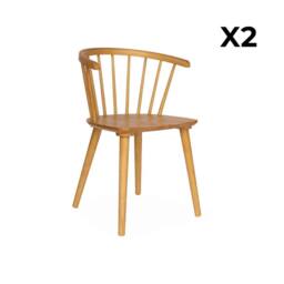 sweeek Pair of chairs in walnut wood & plywood in Beige - thumbnail 3