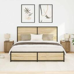 Berkfield Home Durable Bedside Cabinets with LED Lights¬†2 pcs Artisan Oak 38x34 in Natural - thumbnail 4