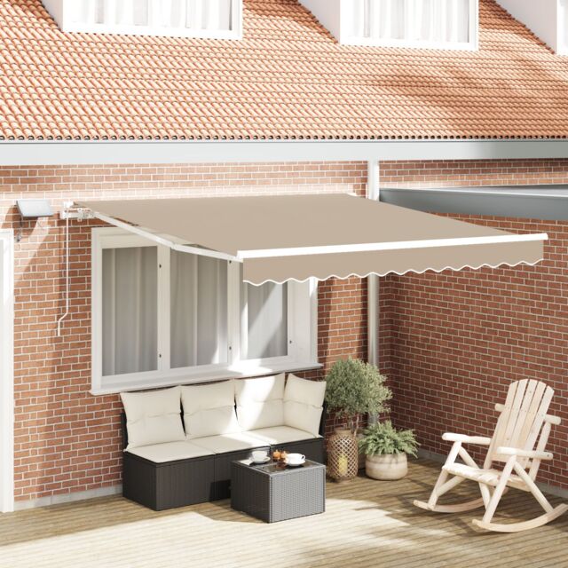 Berkfield Home Manual Retractable Awning with LED Beige 300x250 cm - image 1