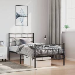 Berkfield Home Metal Bed Frame with Headboard & Footboard Black 100x200 cm - thumbnail 2
