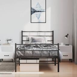 Berkfield Home Metal Bed Frame with Headboard & Footboard Black 100x200 cm - thumbnail 4