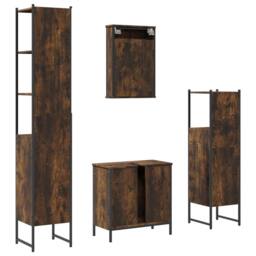 Berkfield Home 4 Piece Bathroom Furniture Set Smoked Oak Engineered Wood in Brown - thumbnail 8