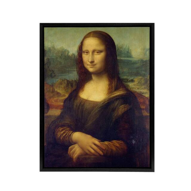 "Artery8 Da Vinci Mona Lisa Framed Canvas Wall Art Print in Brown - Size: W12"" x H16""" - image 1