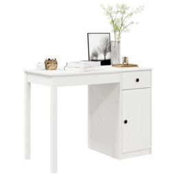 Berkfield Home Desk White 100x50x75 cm Solid Wood Pine - Size: 100 x 50 x 75 cm - thumbnail 4