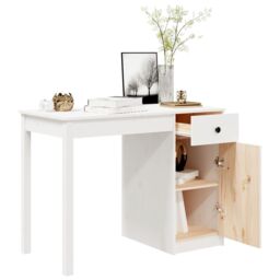 Berkfield Home Desk White 100x50x75 cm Solid Wood Pine - Size: 100 x 50 x 75 cm - thumbnail 5