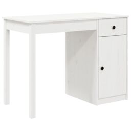 Berkfield Home Desk White 100x50x75 cm Solid Wood Pine - Size: 100 x 50 x 75 cm - thumbnail 2