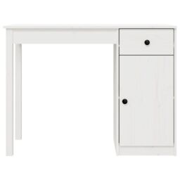 Berkfield Home Desk White 100x50x75 cm Solid Wood Pine - Size: 100 x 50 x 75 cm - thumbnail 6