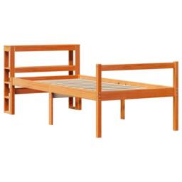 Berkfield Home Bed Frame with Headboard without Mattress Wax Brown 75x190 cm Small Single - thumbnail 3