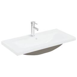 Berkfield Home Bathroom Sink Cabinet with Built-in Basin & Faucet Concrete Grey - thumbnail 5